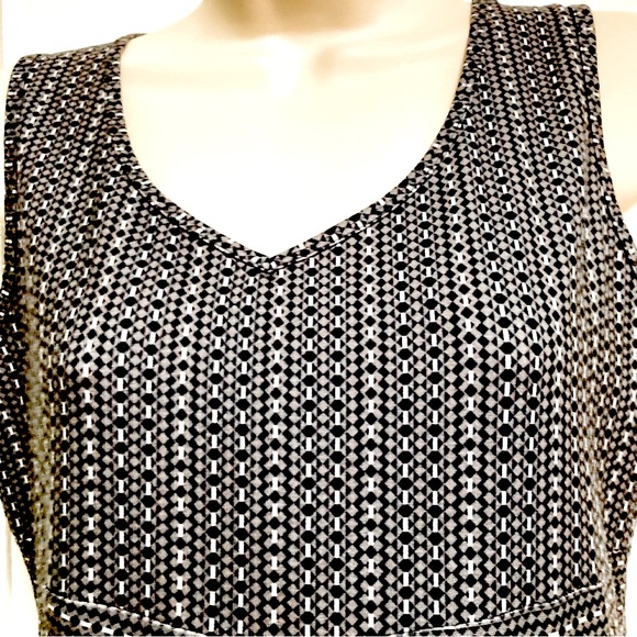 PRANA Amelie Sleeveless A-Line Dress Black Gray Charcoal Parade Pattern Medium - Picture 9 of 16